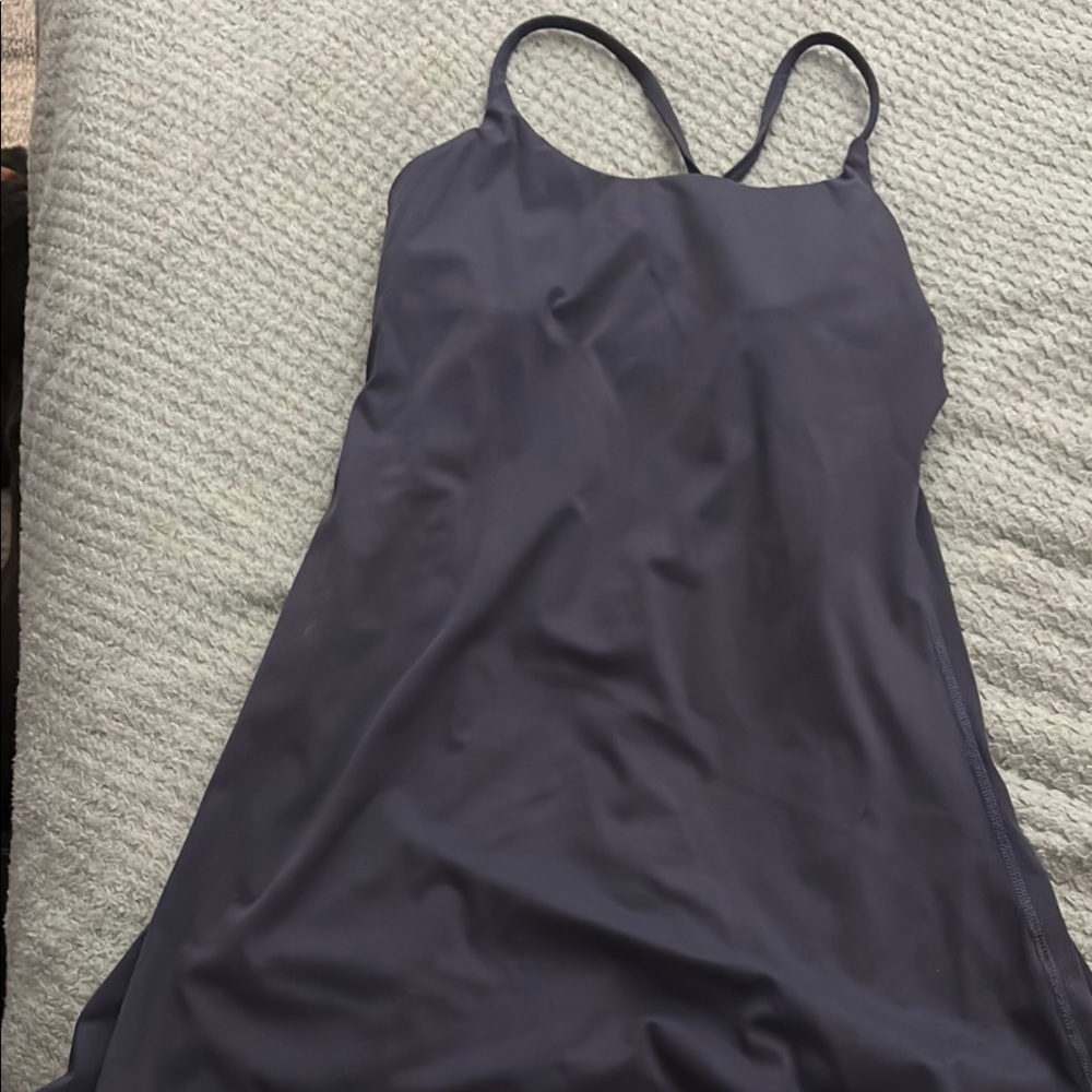 Halara dress softlyzero plush fabric. Blue criss cross small w shorts built in